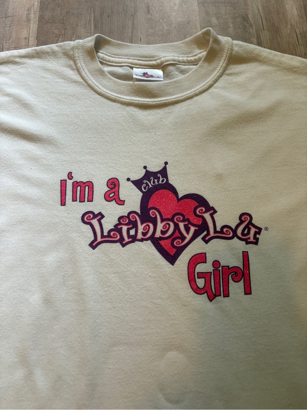 Vintage Club Libby Lu Girl Y2K Glitter Heart Tee Youth L 00s Nostalgia